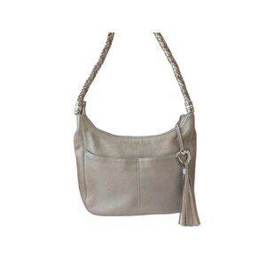 Brighton Barbados Ziptop Hobo Pearlized Ivory Excellent Condition.